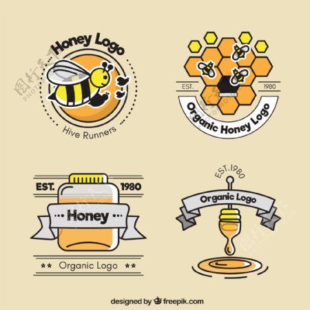 卡通矢量蜂蜜标志