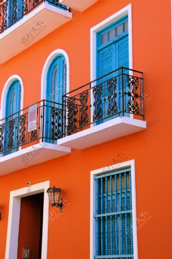 橙色欧式别墅图片