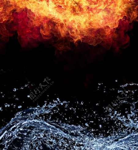 火焰和水流图片