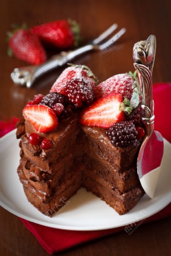水果巧克力蛋糕图片