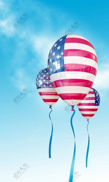 气球上的美国国旗摄影图片图片