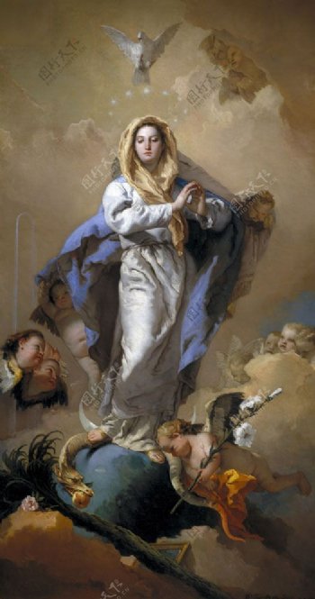 圣母玛利亚油画图片