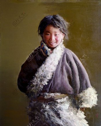 藏族女孩油画写生图片