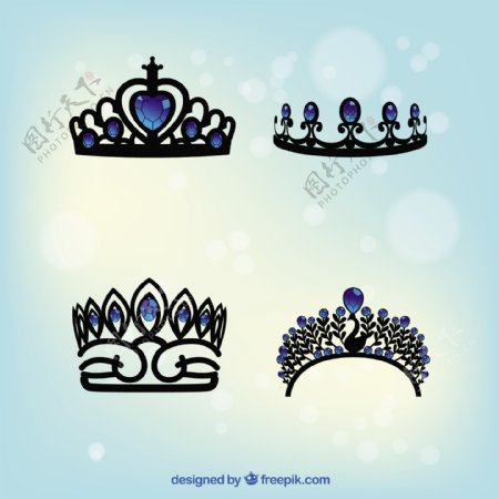 四个手绘精美的公主冠
