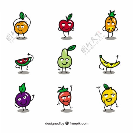 神奇有趣的水果人物表情图标