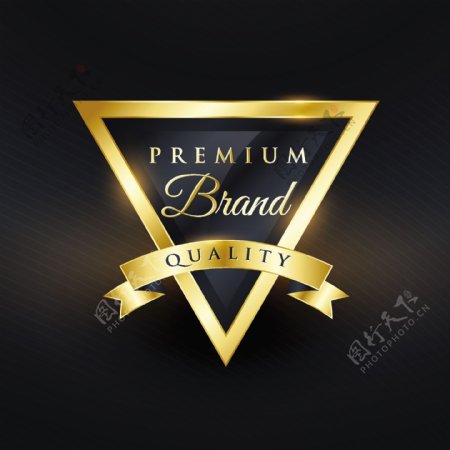 三角形金色奢侈品牌丝带图标