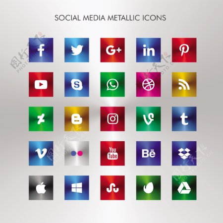 金属社会媒体图标