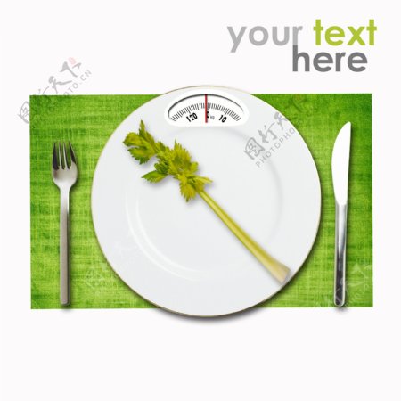 芹菜与盘子餐具图片