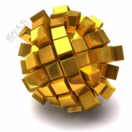 金色3D立方体图片