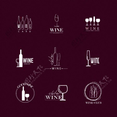 手绘葡萄酒标志