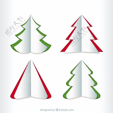折纸风格的圣诞树收藏