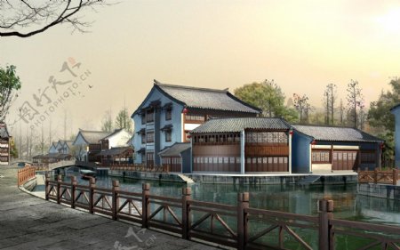 江南古镇建筑效果设计图片