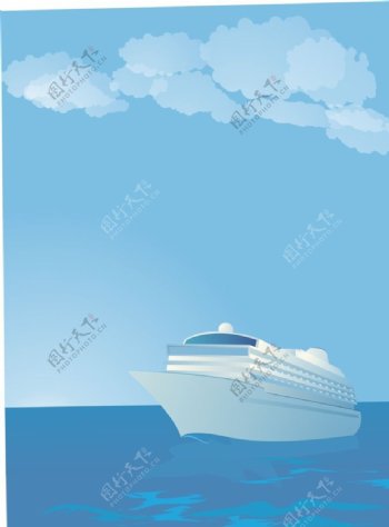 蓝天大海轮船