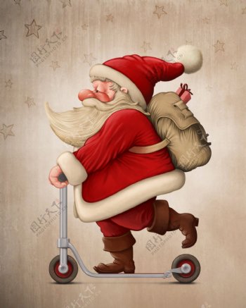 踩单车的圣诞老人图片