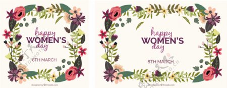 妇女日背景与花卉框架