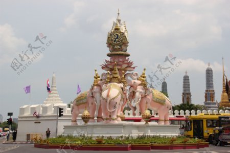 曼谷大象雕塑风景图片