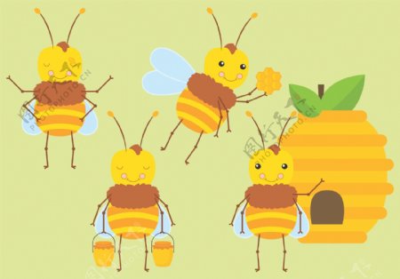 卡通可爱蜜蜂素材