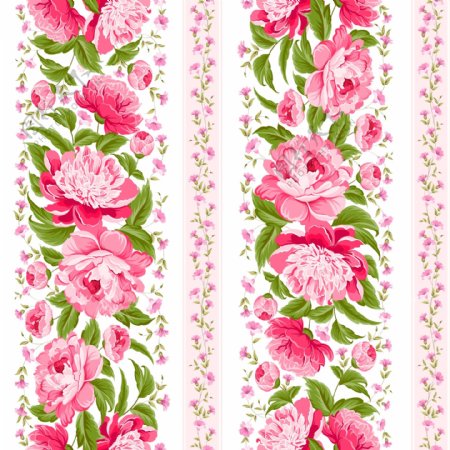 粉色牡丹花与花边矢量素材