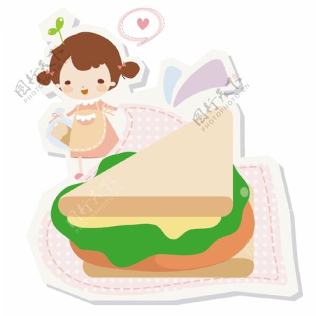 三明治与女孩