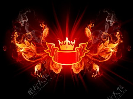 燃烧的皇冠飘带图片