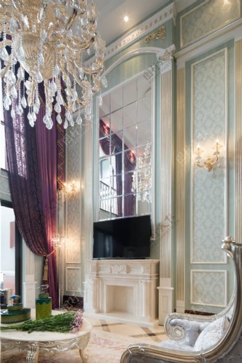 法式豪华客厅电视墙背景墙设计图