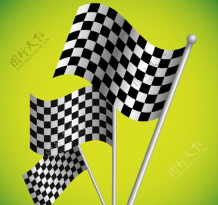 F1赛车黑白方格旗背景矢量素材