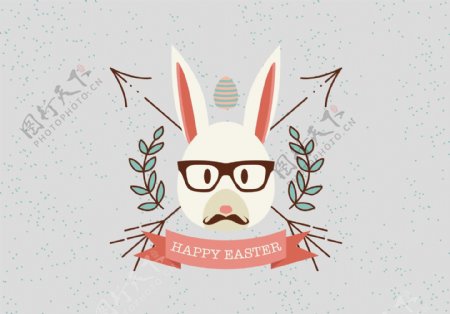 可爱手绘兔子复活节海报
