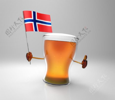 瑞典国旗与啤酒图片