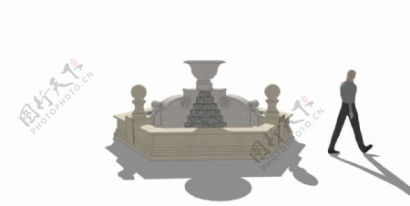 喷泉剪影效果图