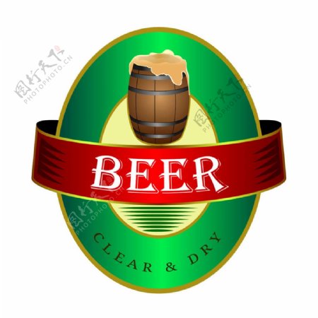 绿色圆形啤酒标签图片
