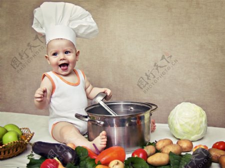 快乐的厨师宝宝图片