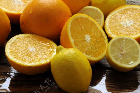 新鲜柠檬橙子摄影图片