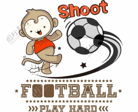 猴子踢足球图案