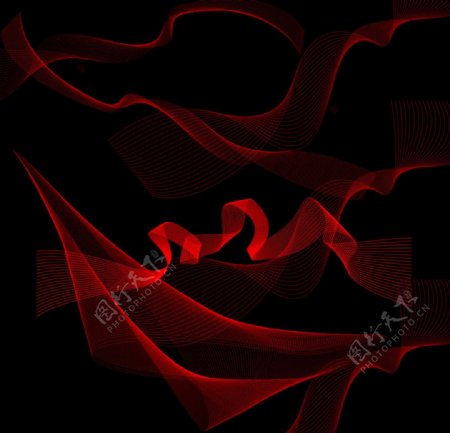 各种曲线梦幻曲线黑背景ps分层曲线集合柔软曲线红色曲线波浪式曲线