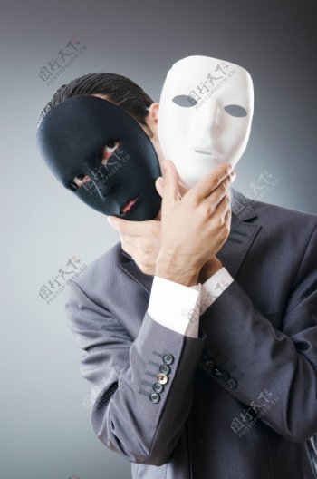 黑白面具商务男人图片