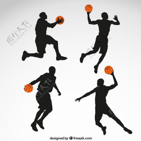 篮球男子剪影矢量图图片