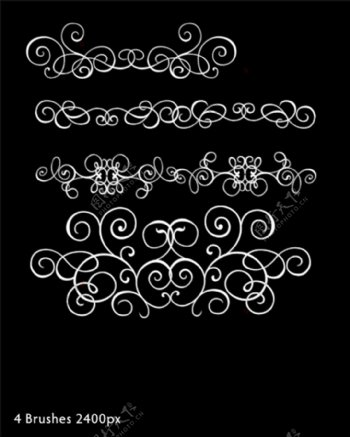 4种手绘漩涡花纹艺术植物花纹贵族式经典印花PS笔刷下载