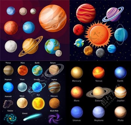 宇宙星球星系矢量图片AI