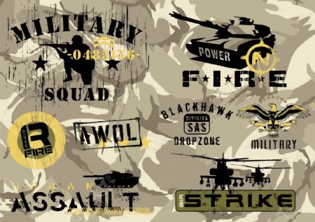 军事系列创意印花图案设计