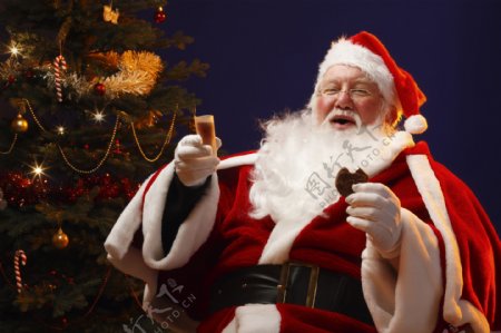 吃饼干的圣诞老人图片