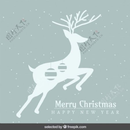 带鹿剪影的圣诞卡片