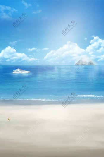 沙滩海洋背景元素