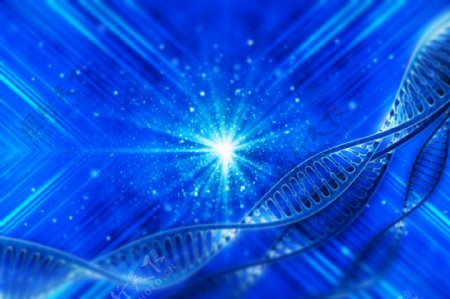 蓝色背景与DNA结构