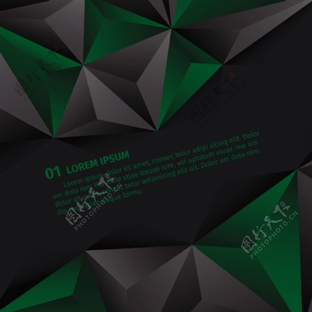 绿色和黑色几何抽象的背景