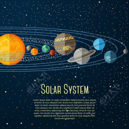 卡通太阳系设计矢量素材