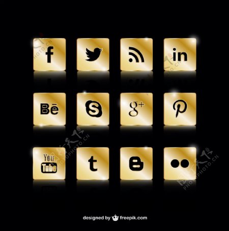 黄金社交媒体图标