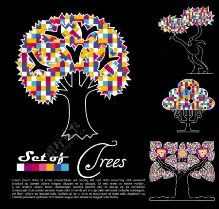 彩色抽象树木背景