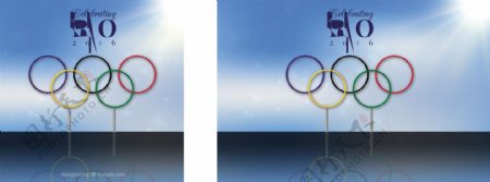 2016巴西奥运会七环标识蓝色背景图