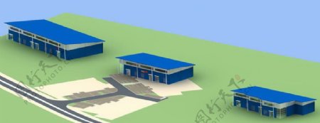 小型车间工厂工地规划建模3D模型max