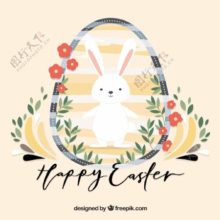 复活节彩蛋中兔子的背景
